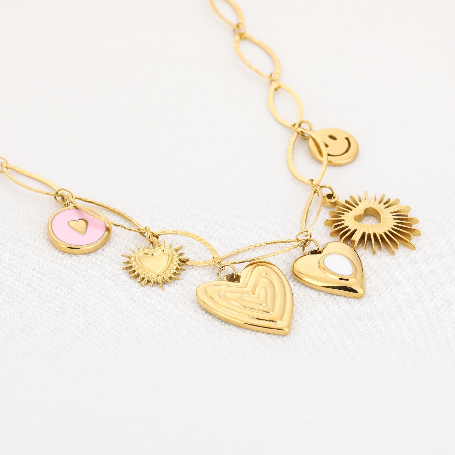 Bedelketting hart en smiley