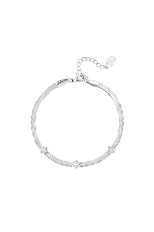 Platte bloem armband