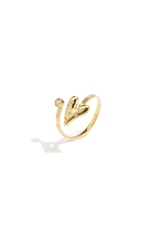 Dubbele parel hart ring