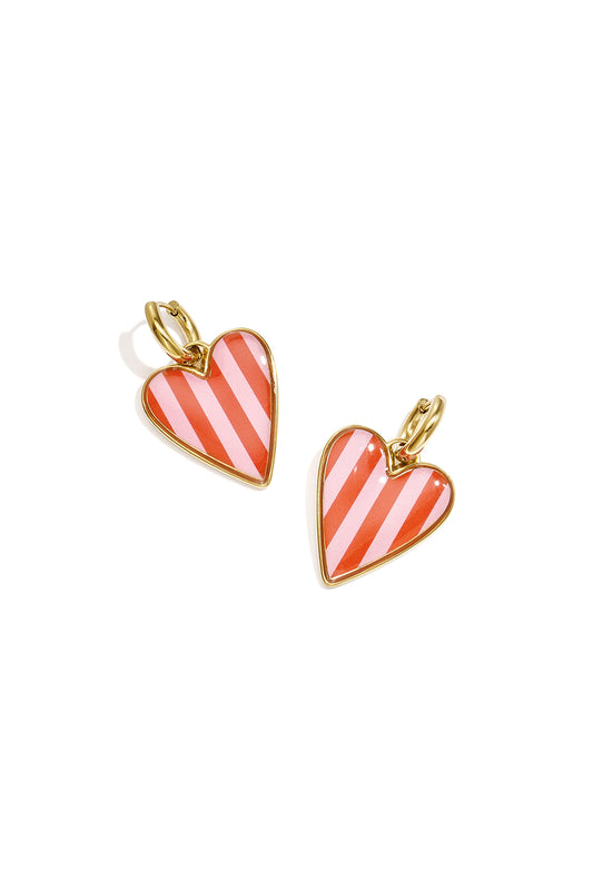 Stripe heart oorbellen