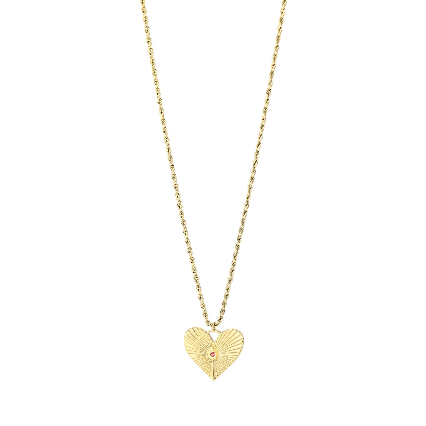 Lange ketting met hart en steentje