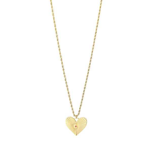 Lange ketting met hart en steentje