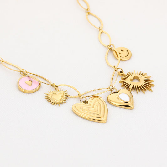 Bedelketting hart en smiley