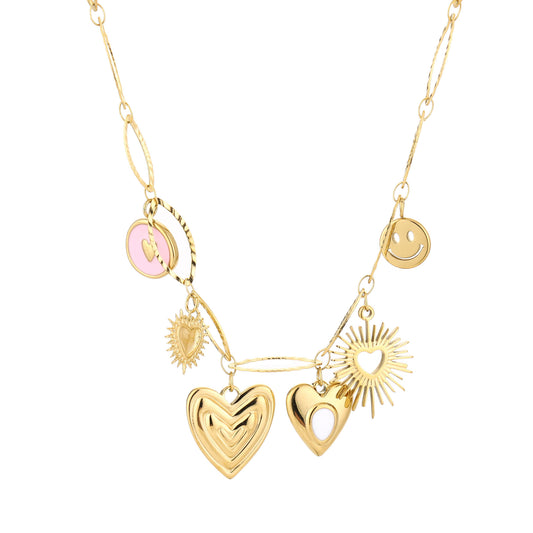 Bedelketting hart en smiley