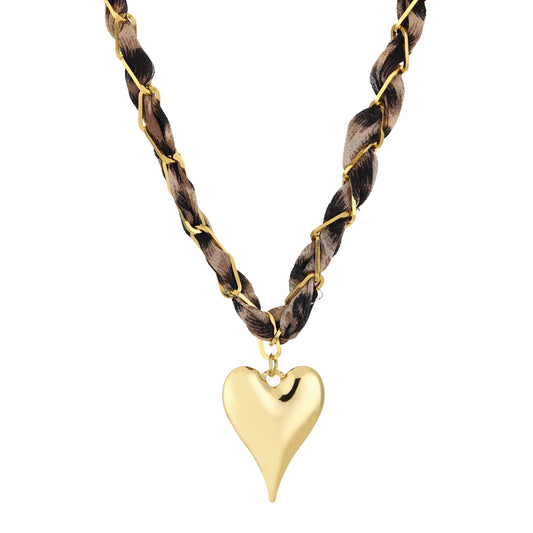 Leopard ketting met hart
