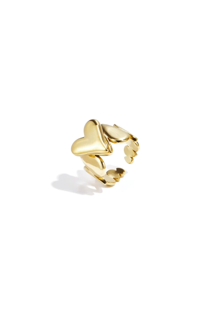 Statement ring met druppels en hart