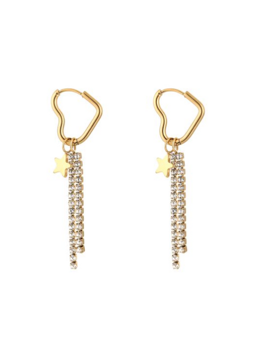 Strass hart oorbellen
