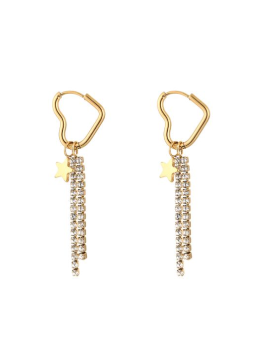 Strass hart oorbellen