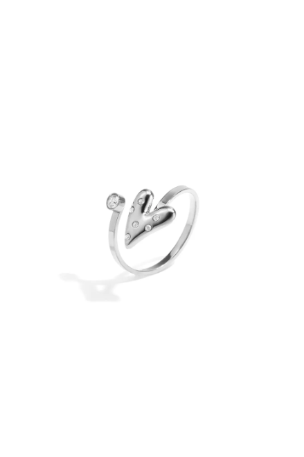 Dubbele parel hart ring
