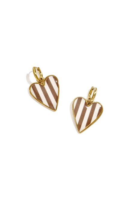 Stripe heart oorbellen