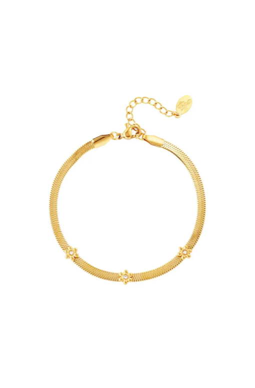 Platte bloem armband
