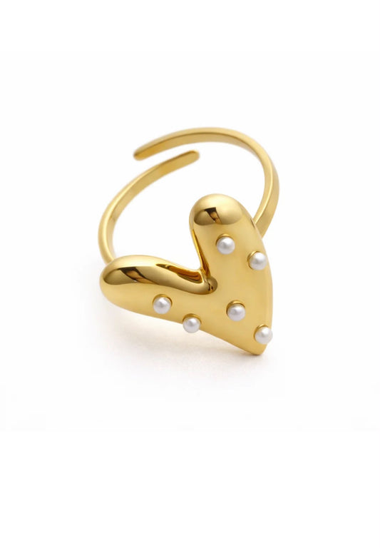 Parel hart ring