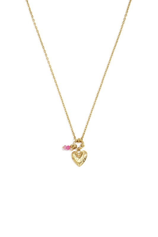 Roze hartjes ketting